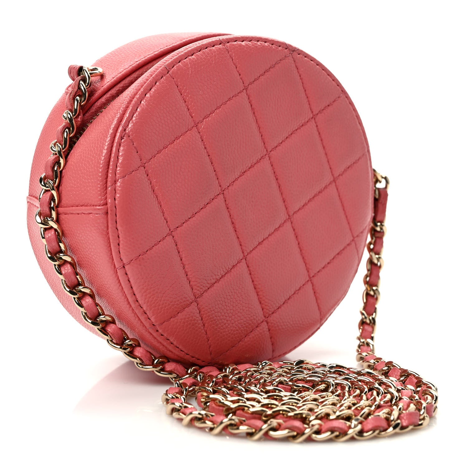 Chanel Caviar Quilted Round Clutch With Chain Pink 3 of 9