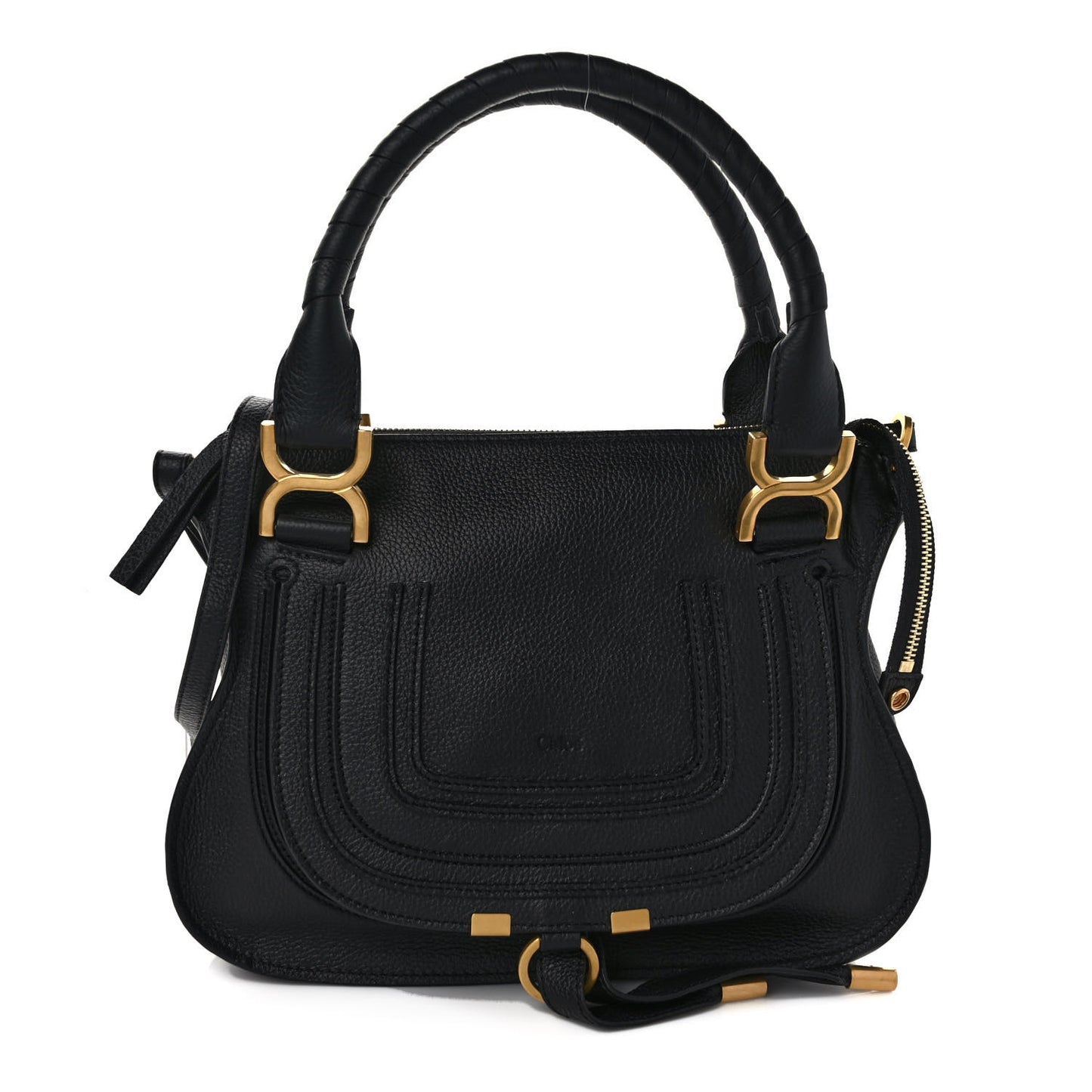 Calfskin Small Marcie Satchel Black