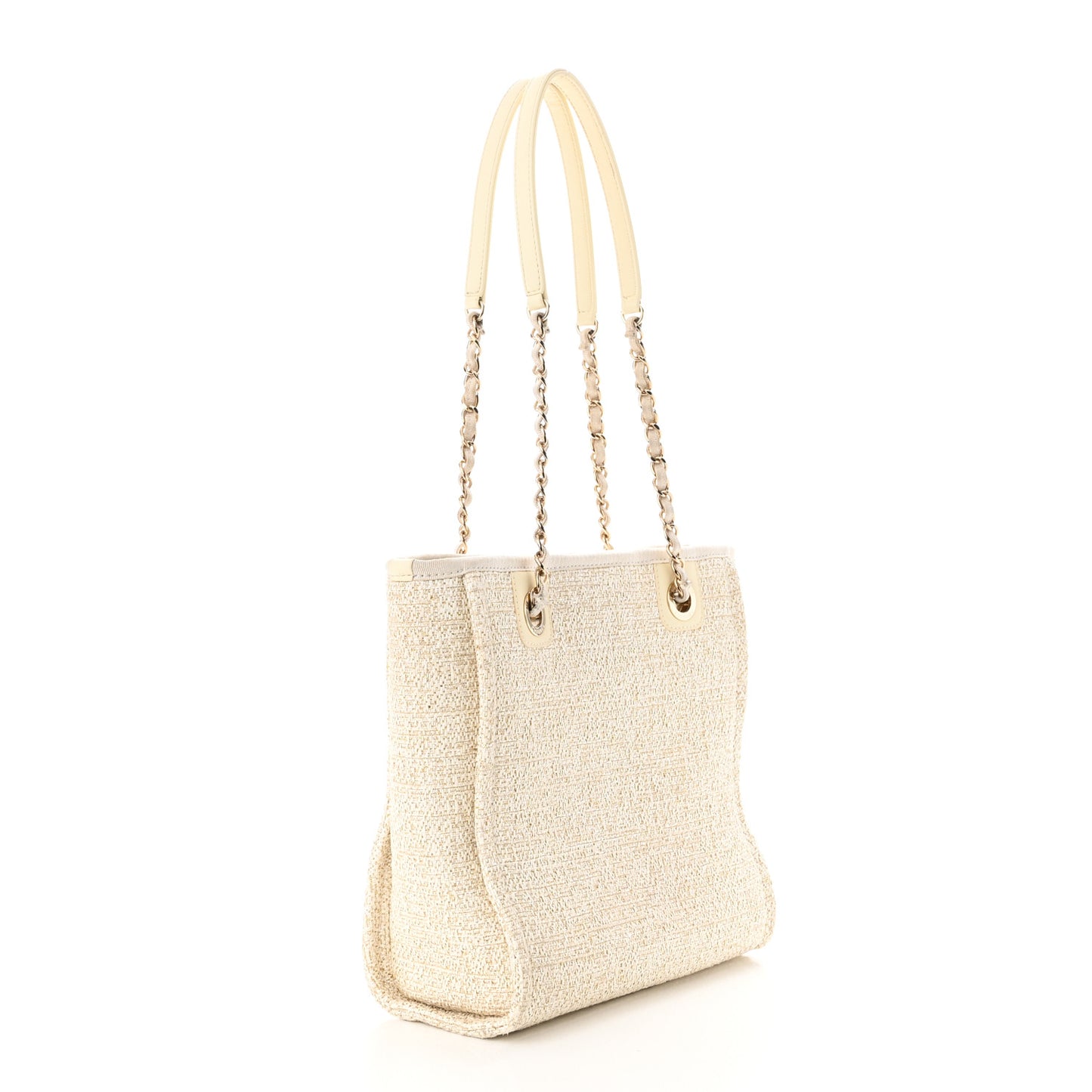 Lurex Boucle Mini Deauville Tote White