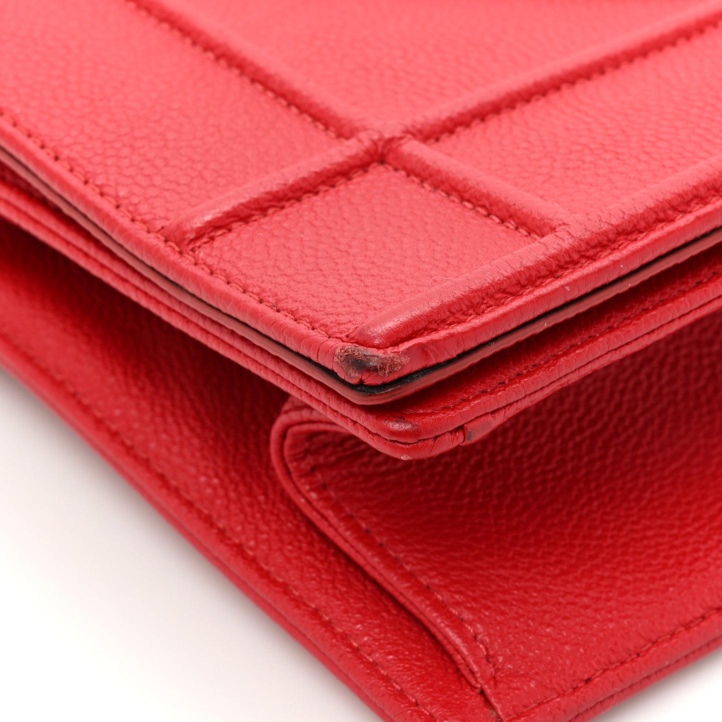 Grained Calfskin Medium Diorama Flap Bag Red