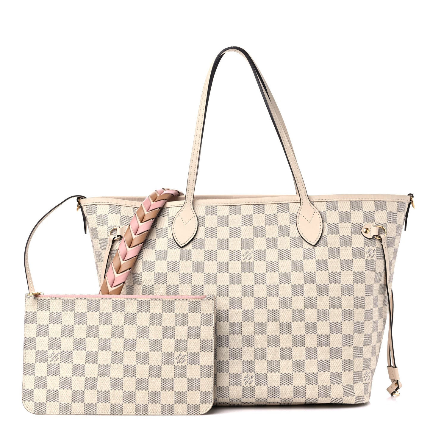 Damier Azur Braided Neverfull MM Pink