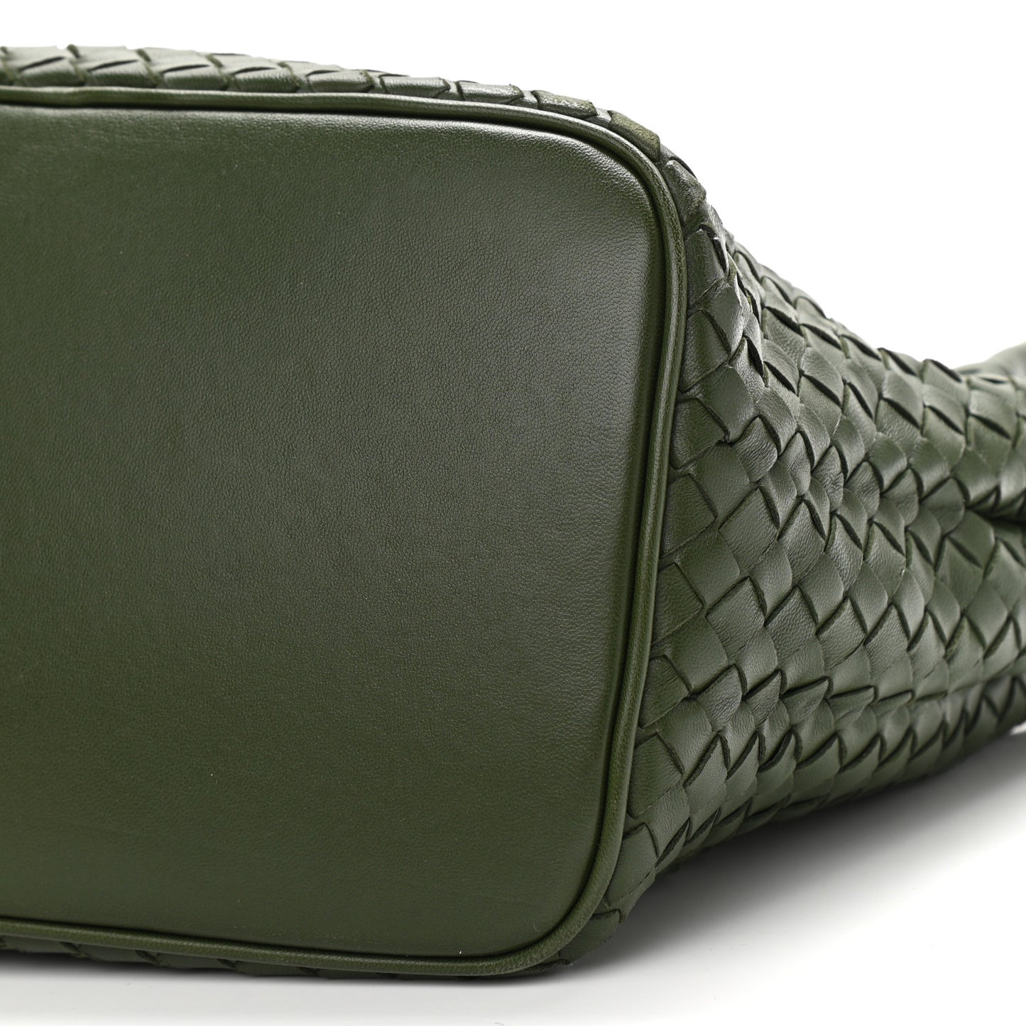 Nappa Intrecciato Drawstring Bucket Bag Moss
