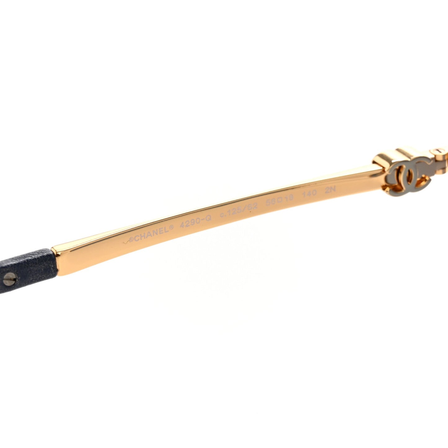 Metal Calfskin Denim Pilot Sunglasses 4290-Q Gold Blue