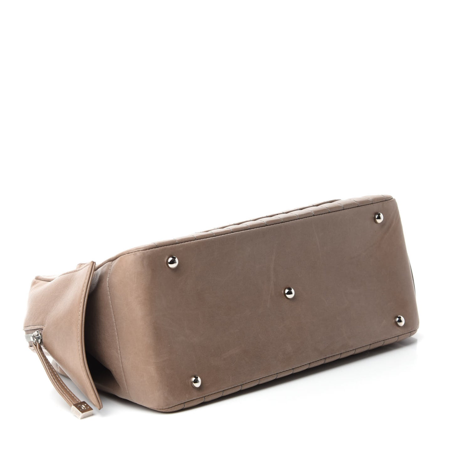 Lambskin Vertical Quilted Mademoiselle Satchel Dark Beige