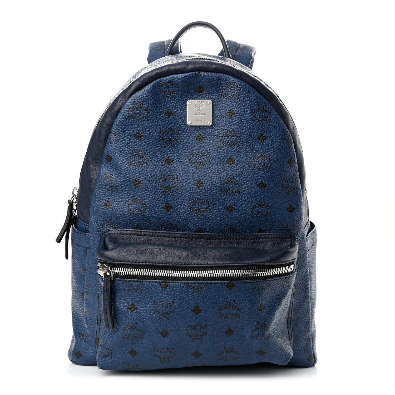 MCM Visetos Medium Stark Backpack Navy Blue 1234992 – FASHIONPHILE