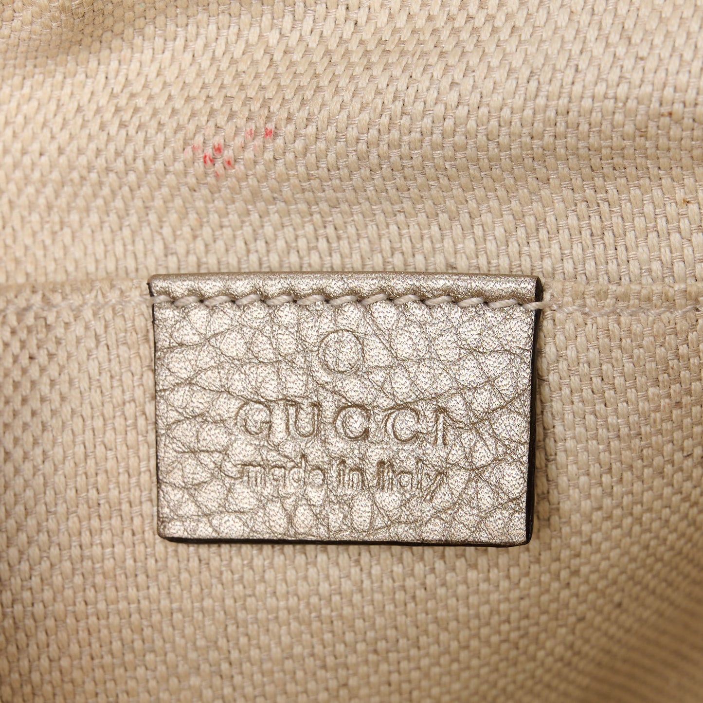 Metallic Pebbled Calfskin Small Soho Disco Bag Golden Beige