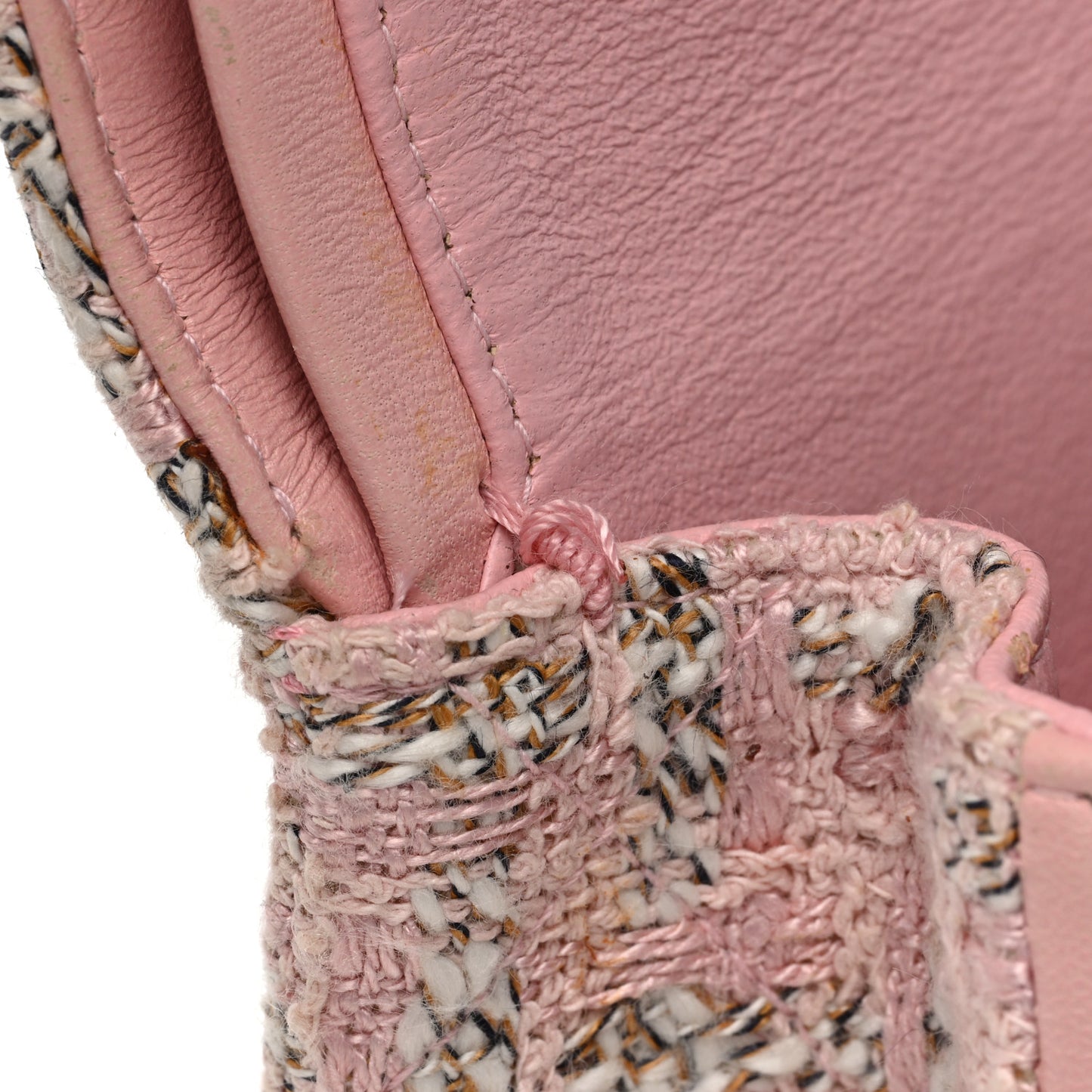 Tweed Quilted Medium Double Flap Light Pink