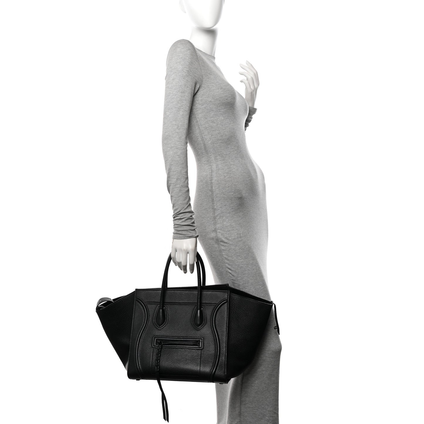 Grained Calfskin Medium Phantom Luggage Black