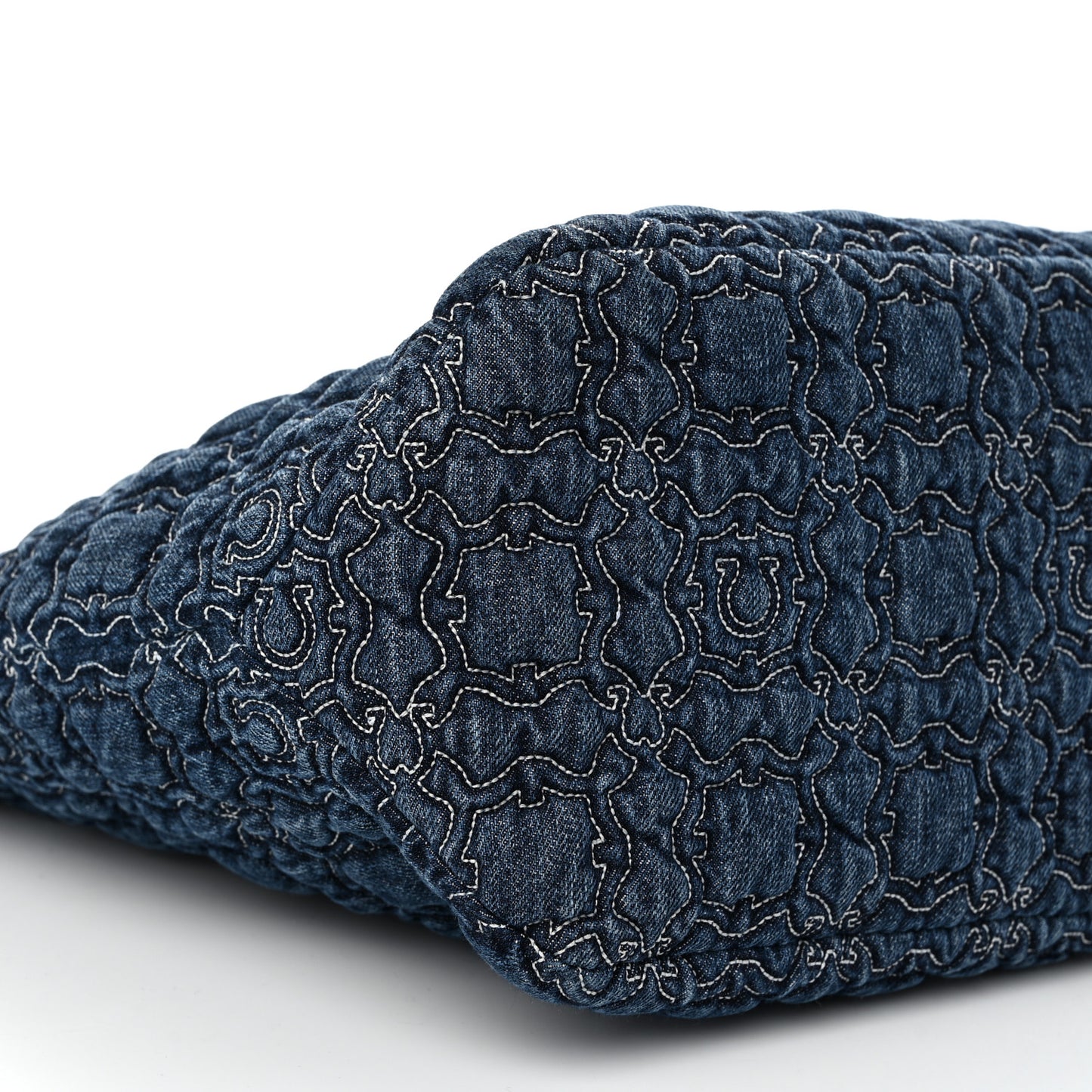 Denim Quilted Gancini Tote Blue