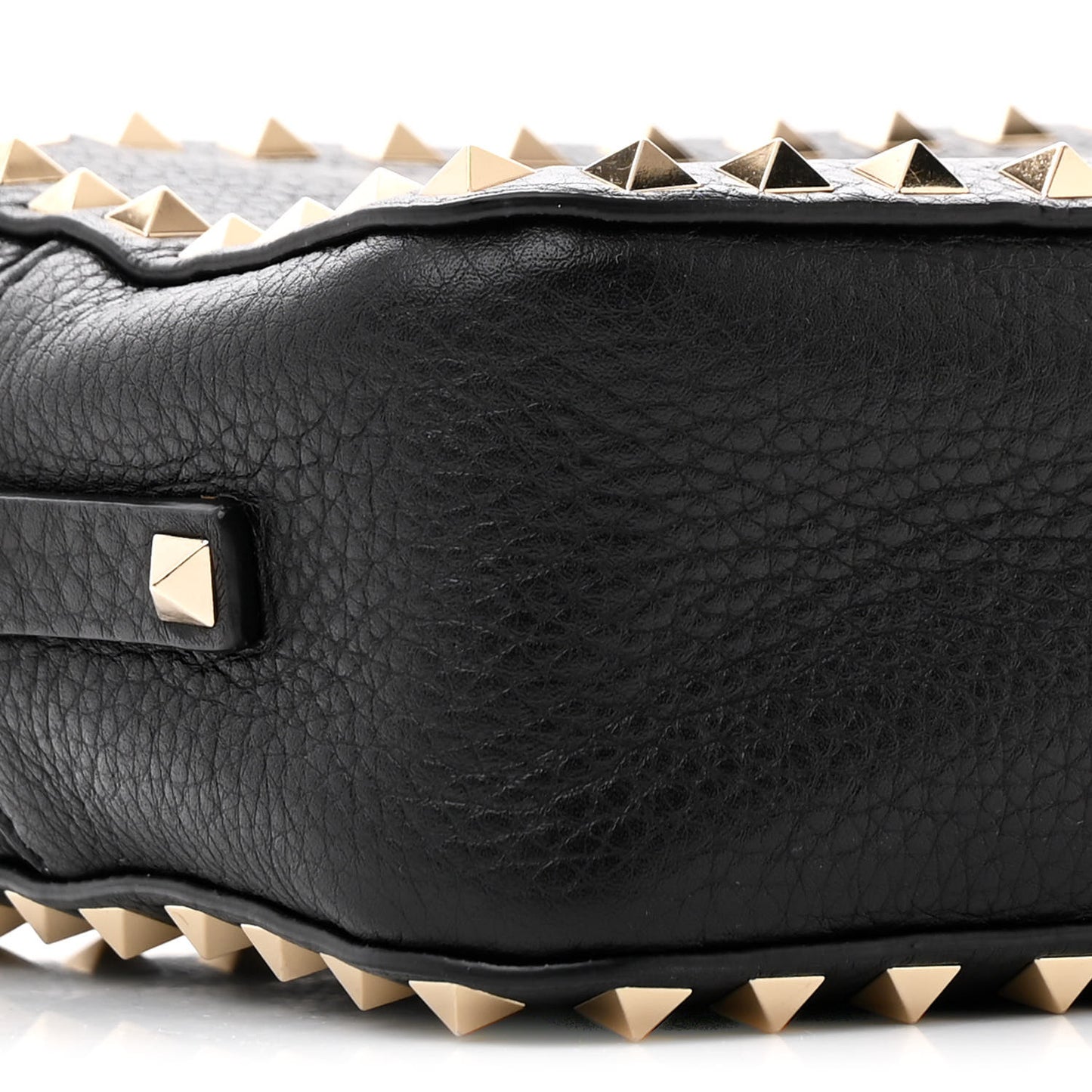 Pebbled Calfskin Rockstud Camera Crossbody Bag Black