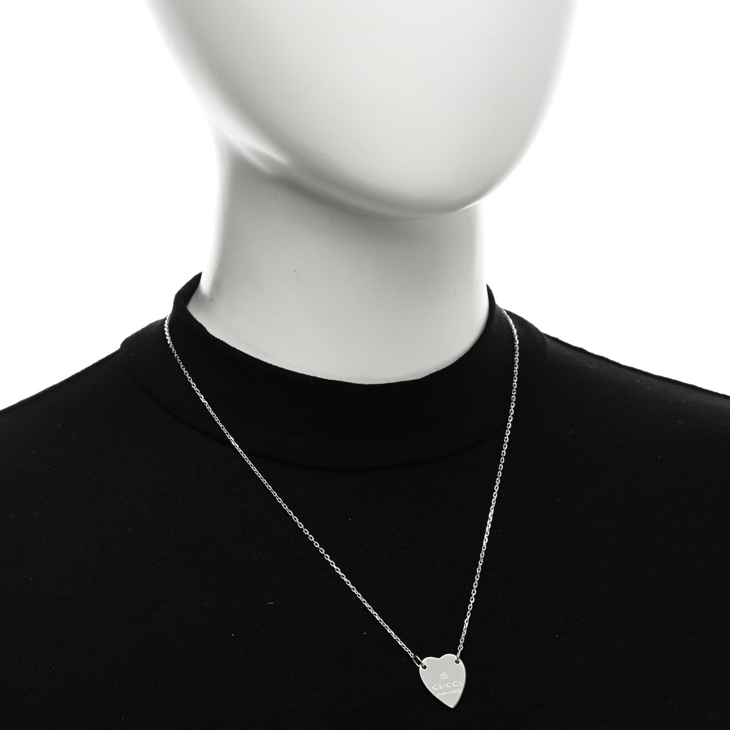 Gucci Sterling Silver Trademark Heart Pendant Necklace 2 of 5