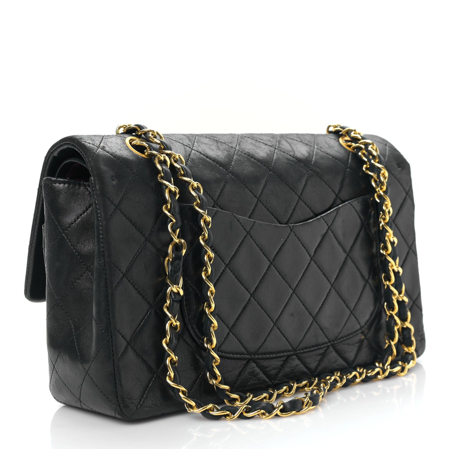 Lambskin Quilted Medium Double Flap Black