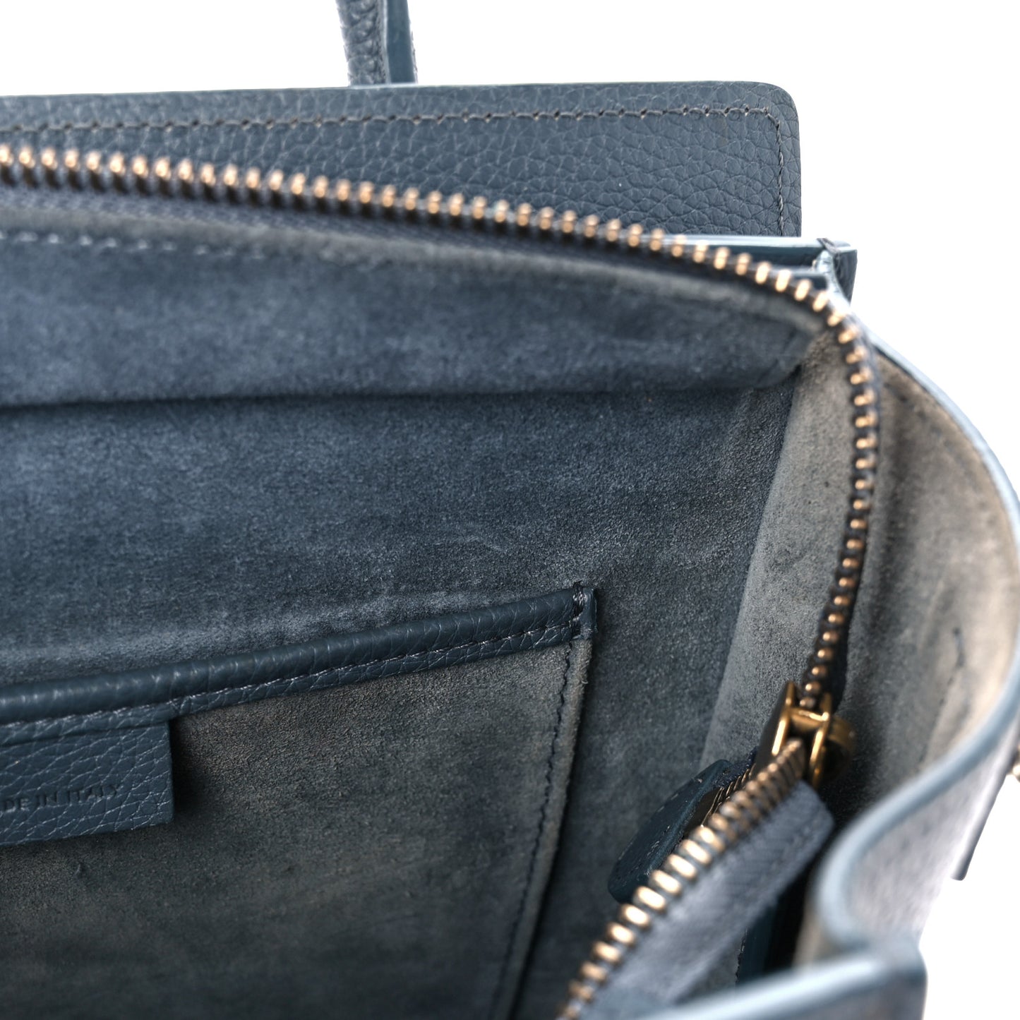 Drummed Calfskin Nano Luggage Petrol