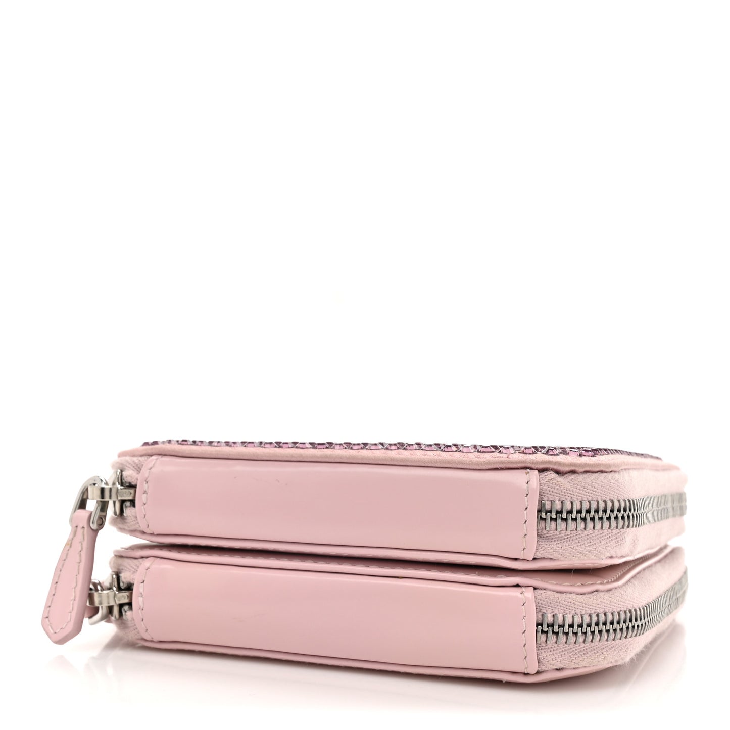 Satin Crystal Mini Triangle Crossbody Pouch Alabastro
