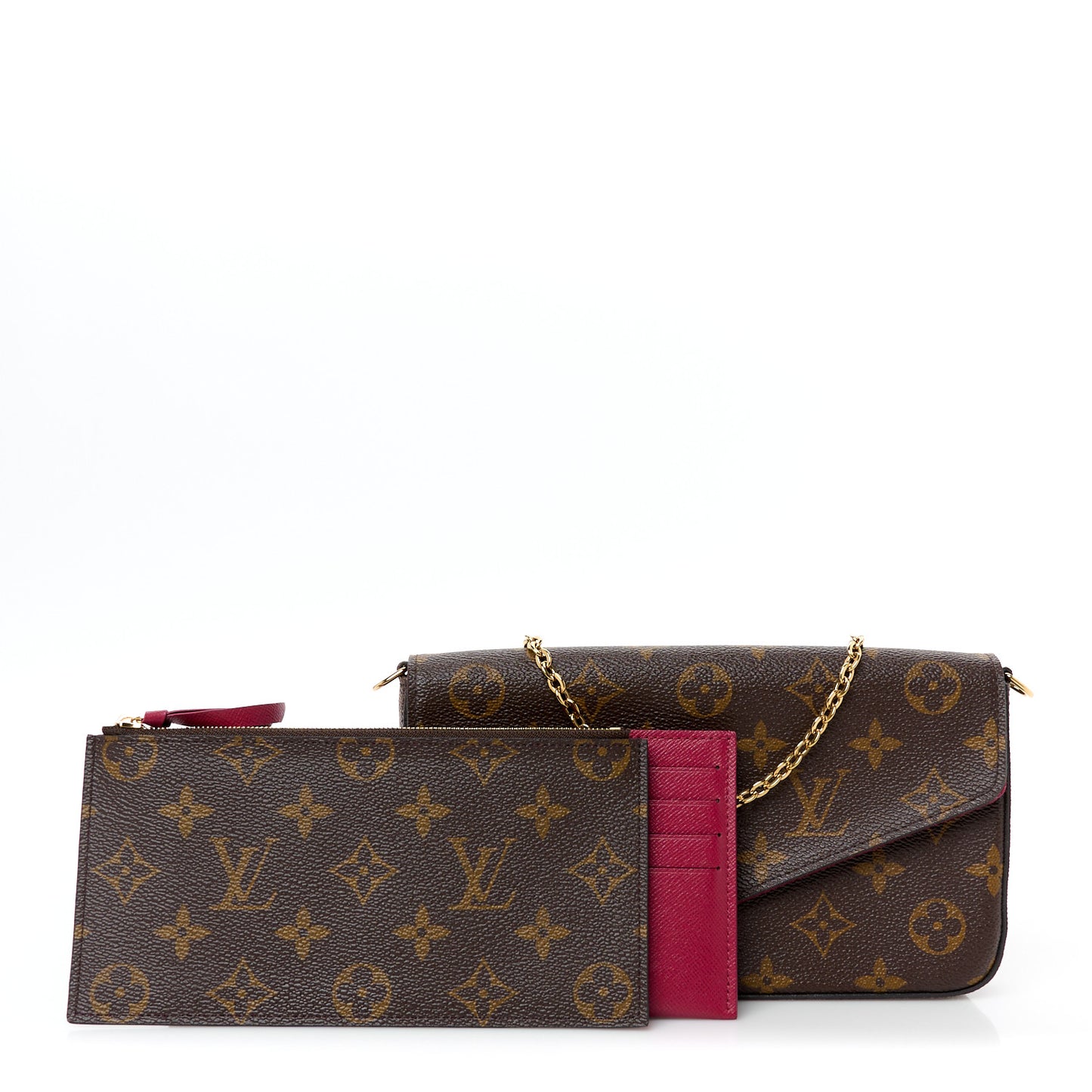 Monogram Pochette Felicie Chain Wallet Fuchsia