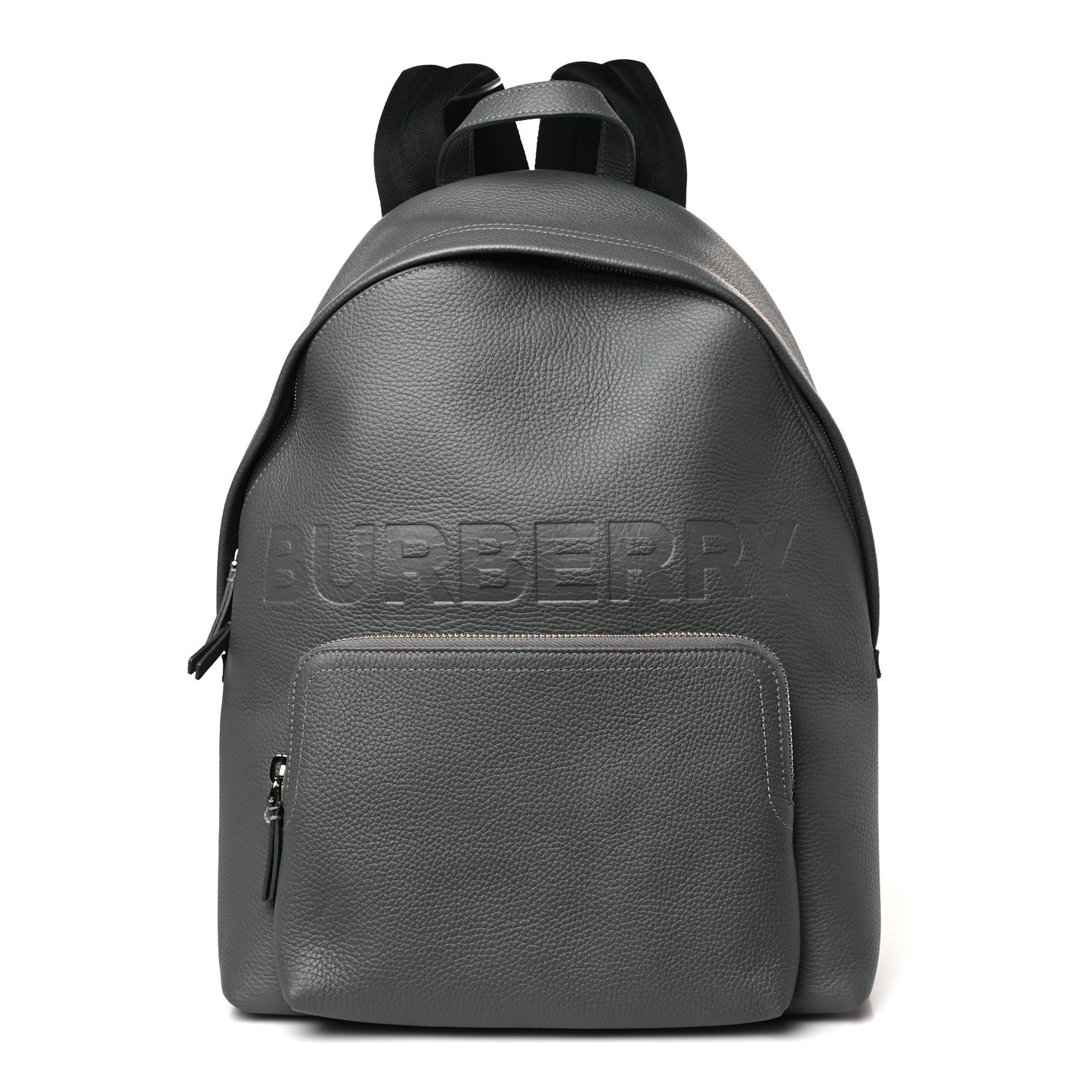Calfskin Logo Embossed Backpack Charcoal Grey