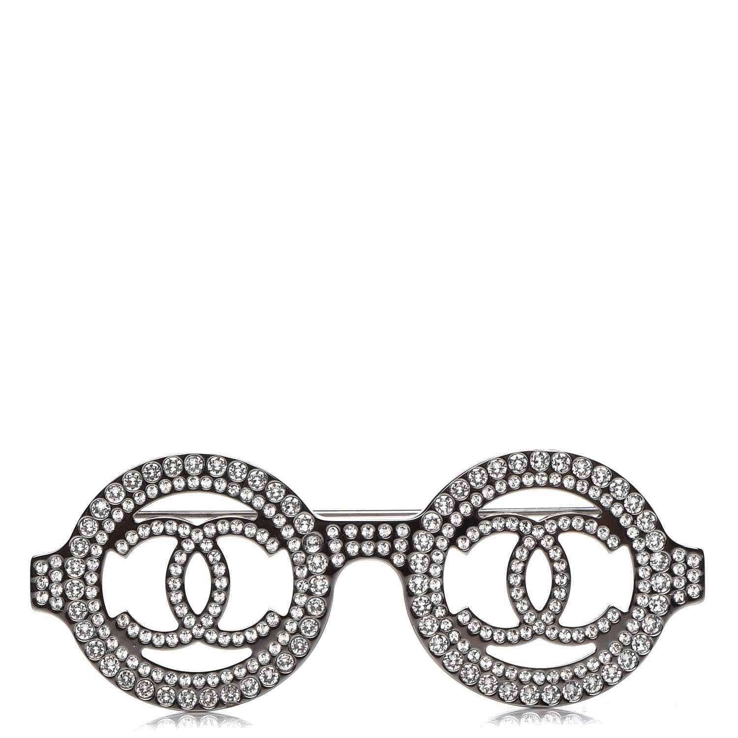 Chanel Crystal CC Sunglasses Brooch Silver 1 of 5