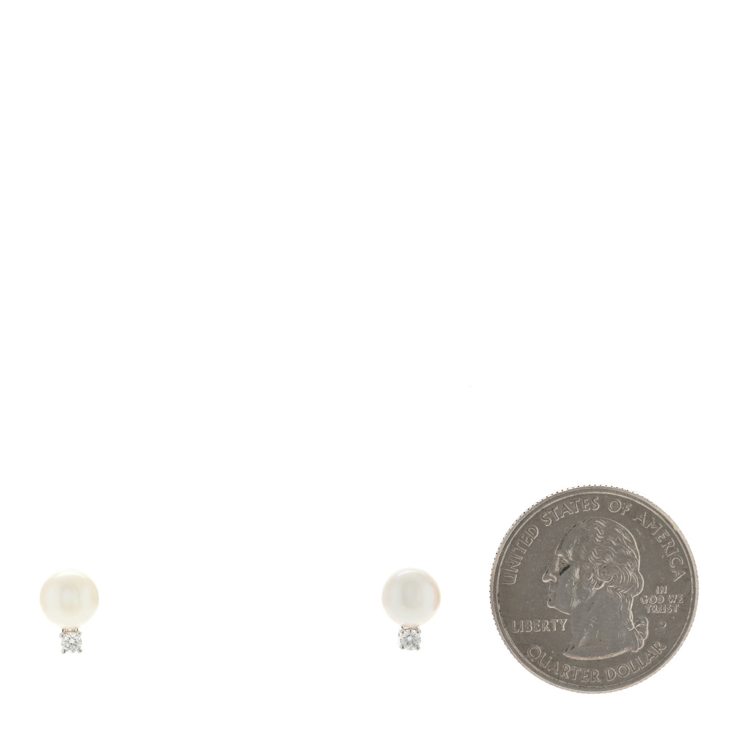 18K White Gold Diamond Akoya Pearl 6.5-7mm Signature Earrings