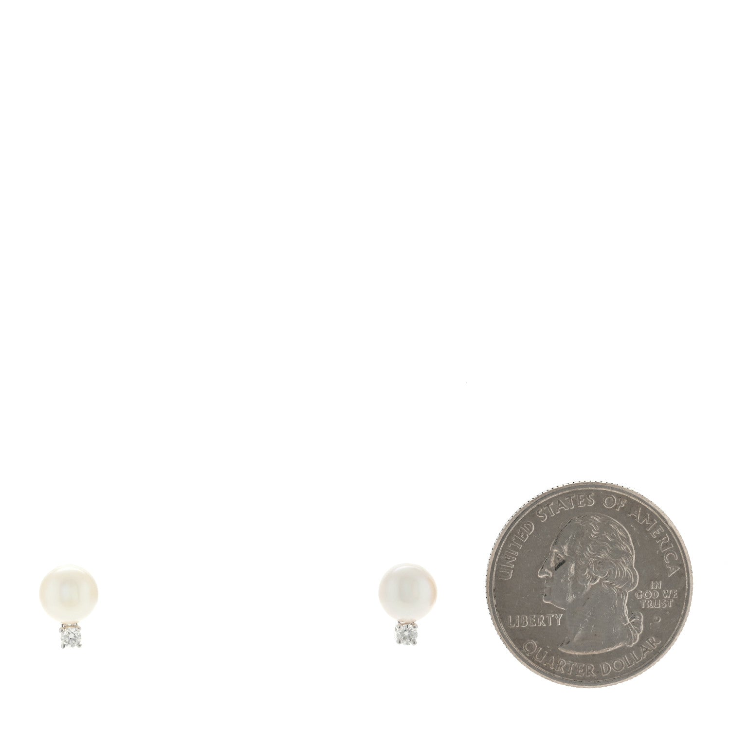Tiffany 18K White Gold Diamond Akoya Pearl 6.5-7mm Signature Earrings 2 of 4