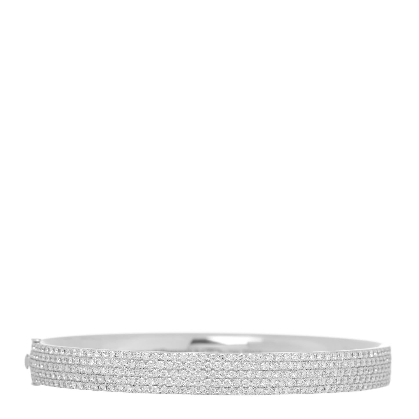 18K White Gold Diamond Metro Five-Row Hinged Bangle Bracelet