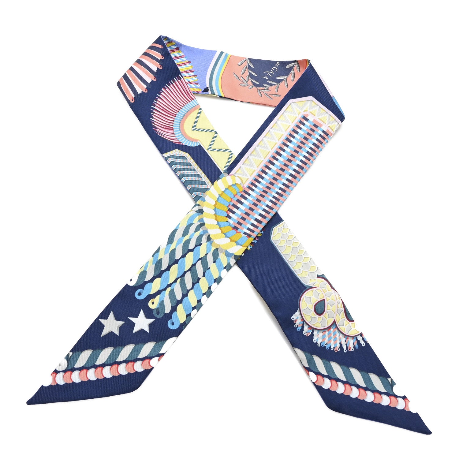 Hermes Silk Epaulettes De Gala Twilly Blue Multicolor 1838226