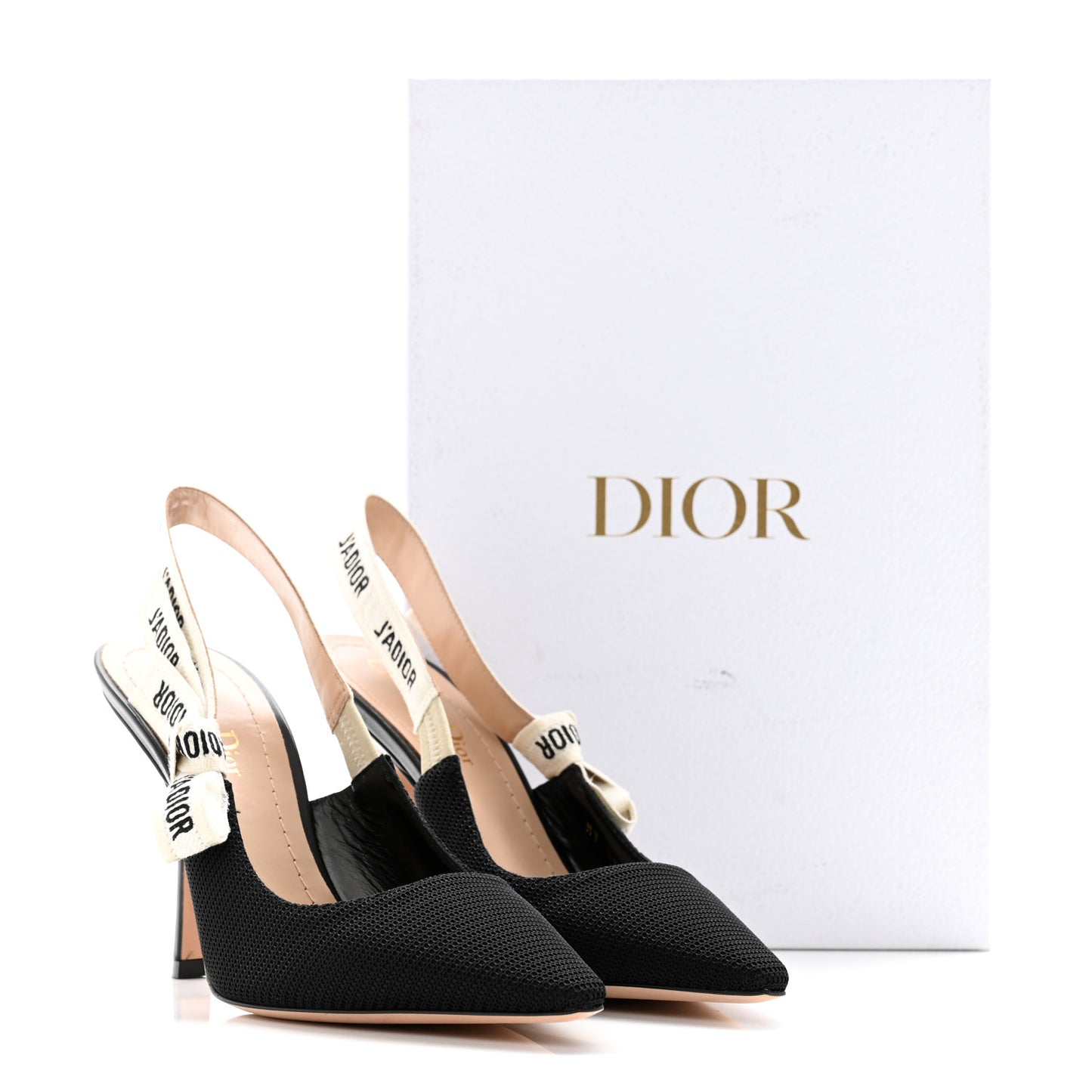 Technical Canvas Ribbon J'Adior Slingback 100mm Pumps 38.5 Black