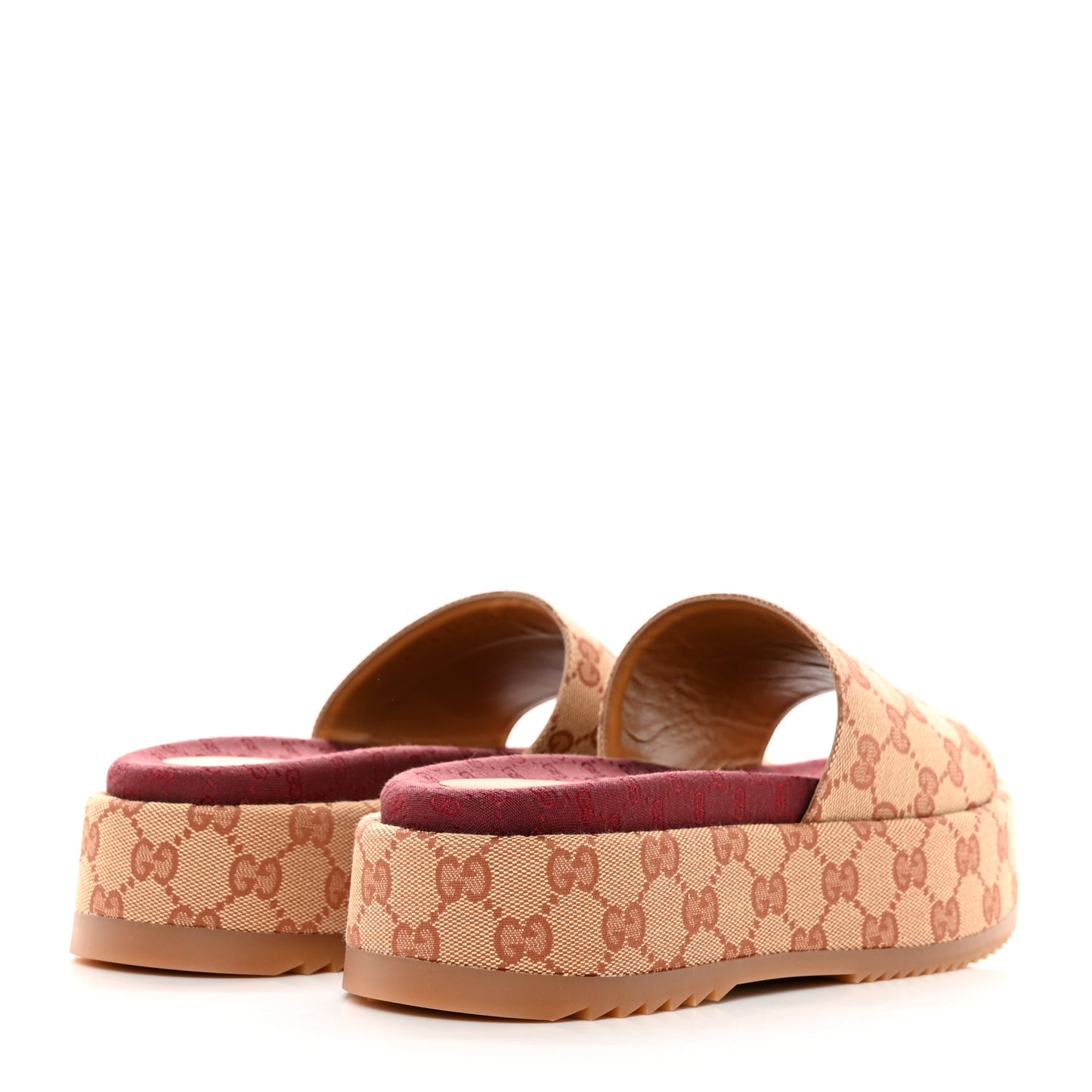 Canvas GG Monogram Angelina Platform Slide Sandals 39.5 Beige Ruggine