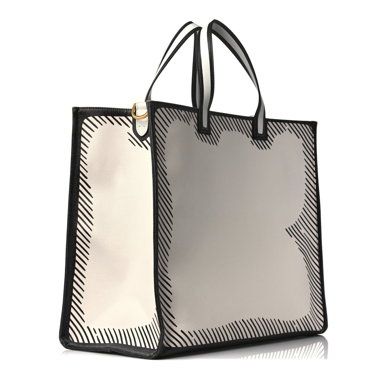 X JOSHUA VIDES Coated Canvas Stamp Patch Shopping Tote White Black