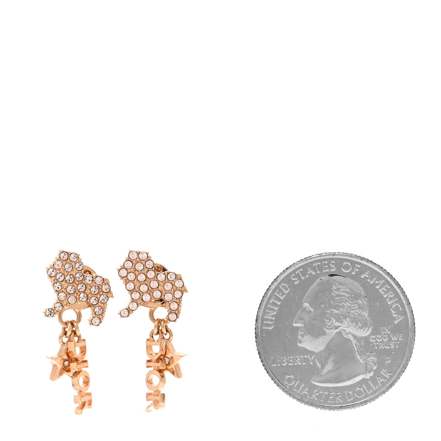 Crystal Diorable Lion Logo Earrings Gold