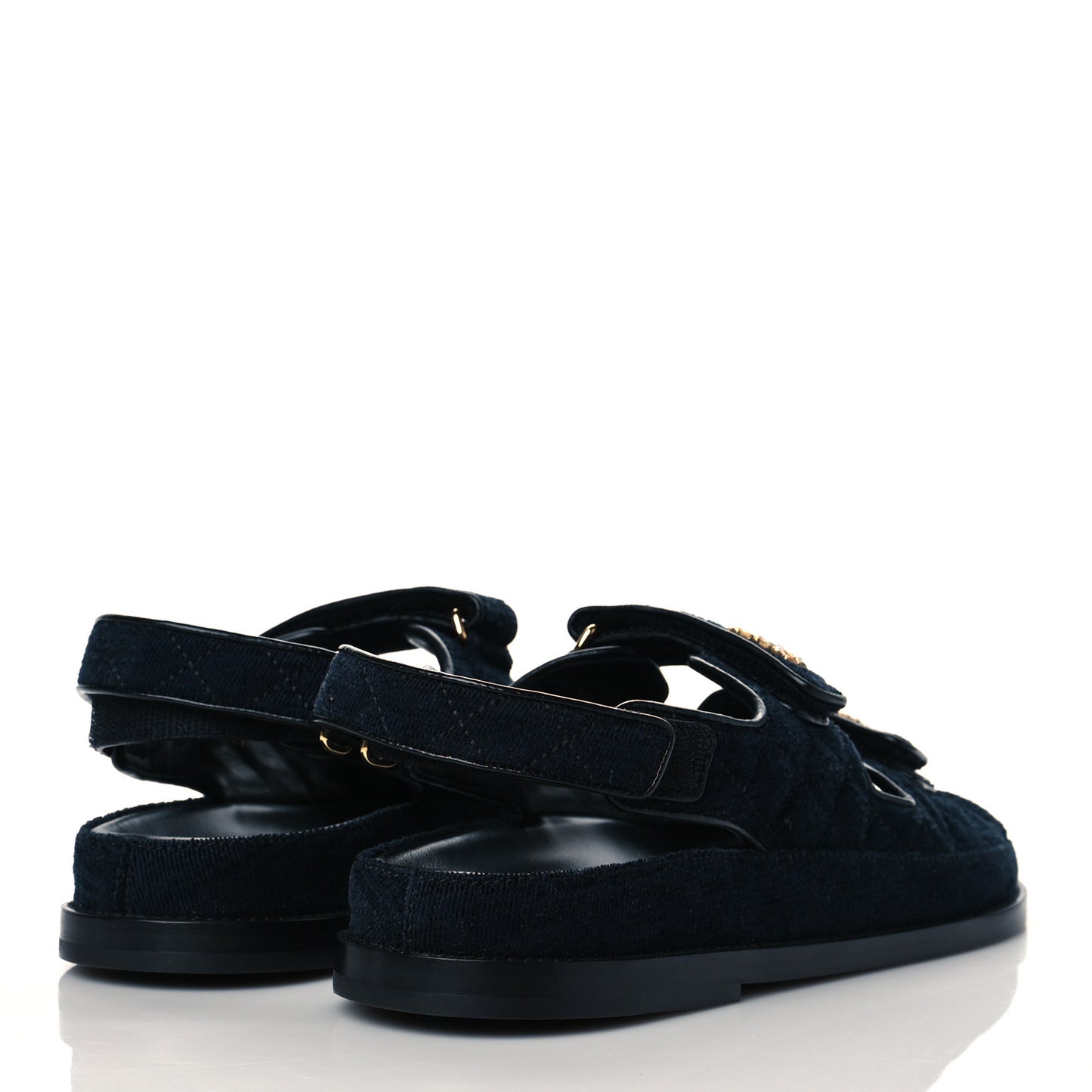 Velvet Velcro Dad Sandals 40 Navy Blue