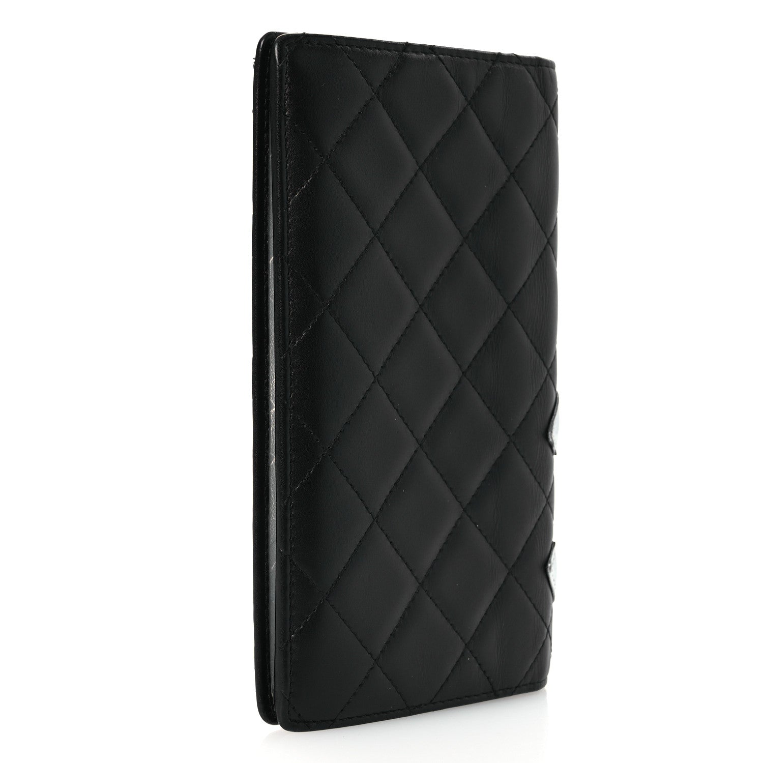Chanel Calfskin Quilted Cambon Yen Wallet Black Silver 3 of 11
