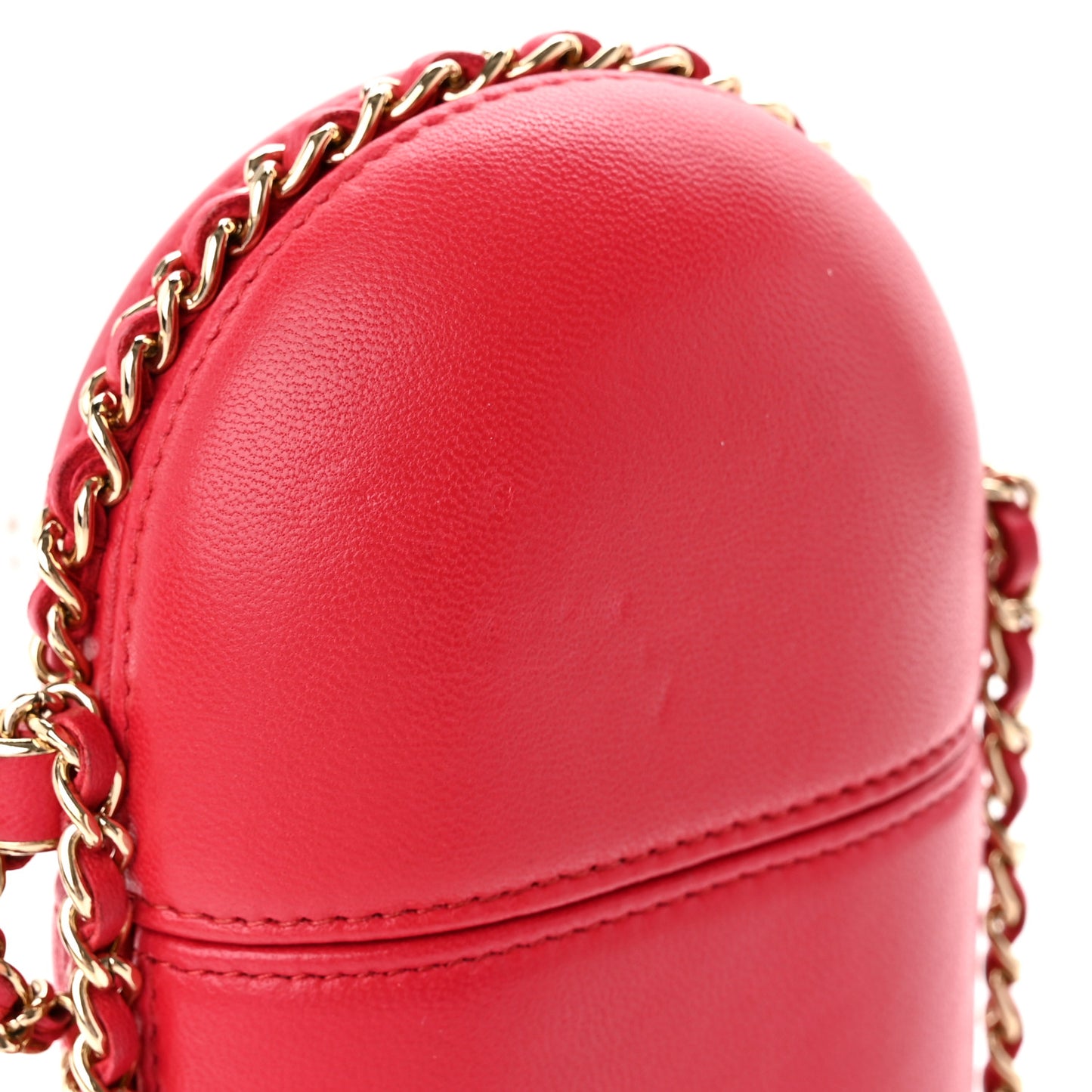 Lambskin Chain Around Phone Holder Red