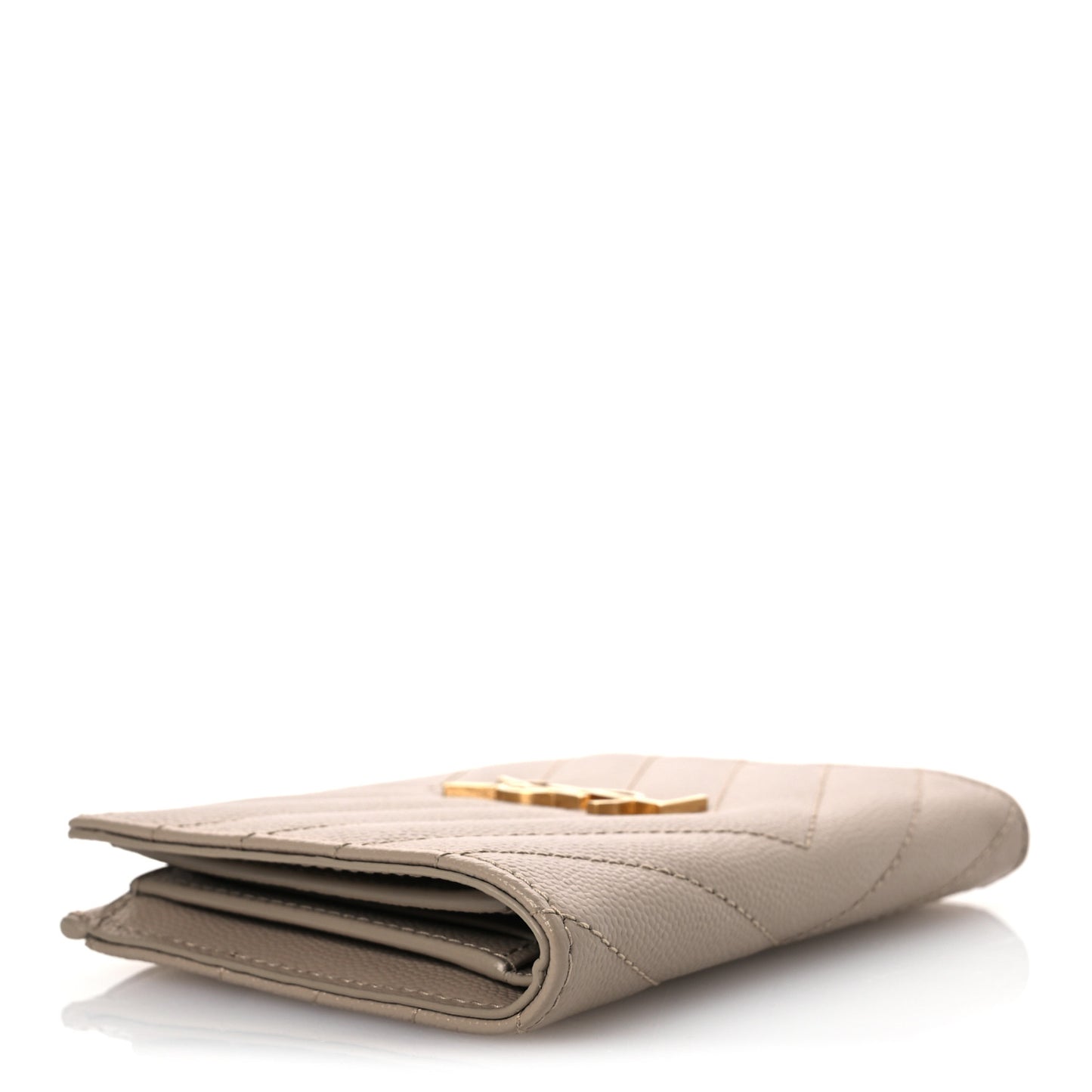 Grain De Poudre Matelasse Chevron Cassandre Fragments Zipperred Bi-Fold Wallet Dark Beige