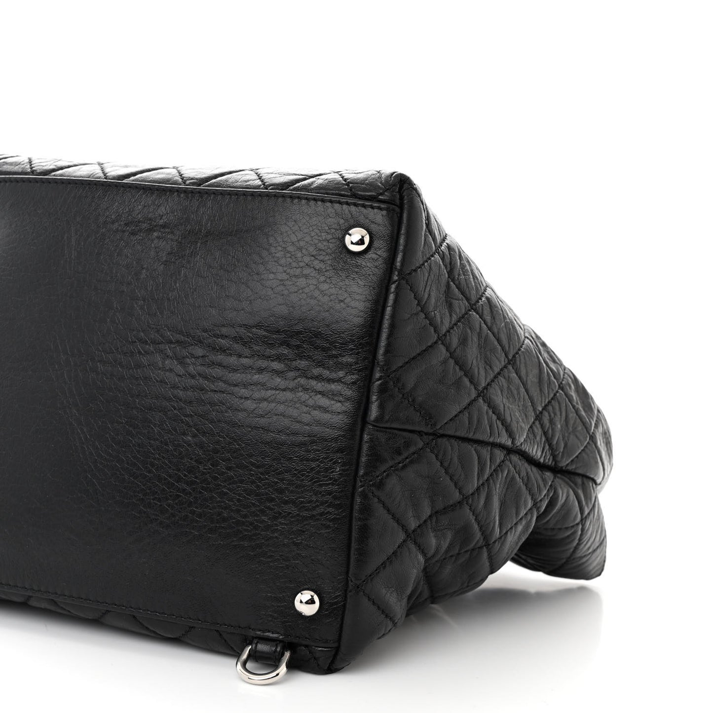 Glazed Calfskin Quilted Beijing Backpack Black