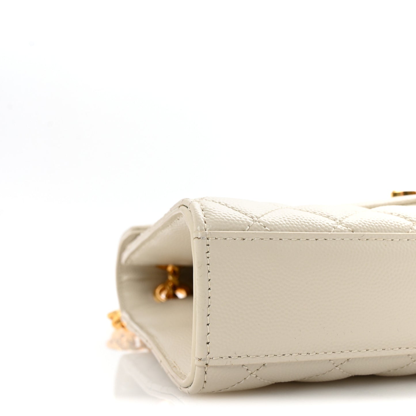 Grain De Poudre Textured Mixed Matelasse Medium Triquilt Monogram Satchel Crema Soft