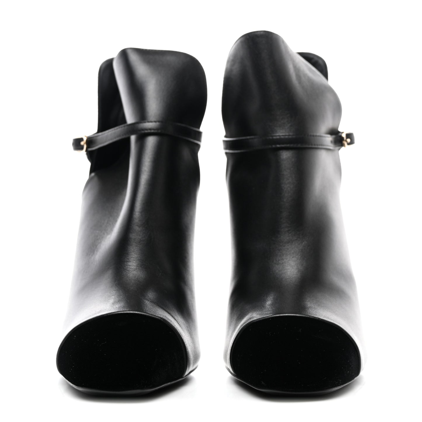 Lambskin Velvet Cap Toe Ankle Boots 41 Black