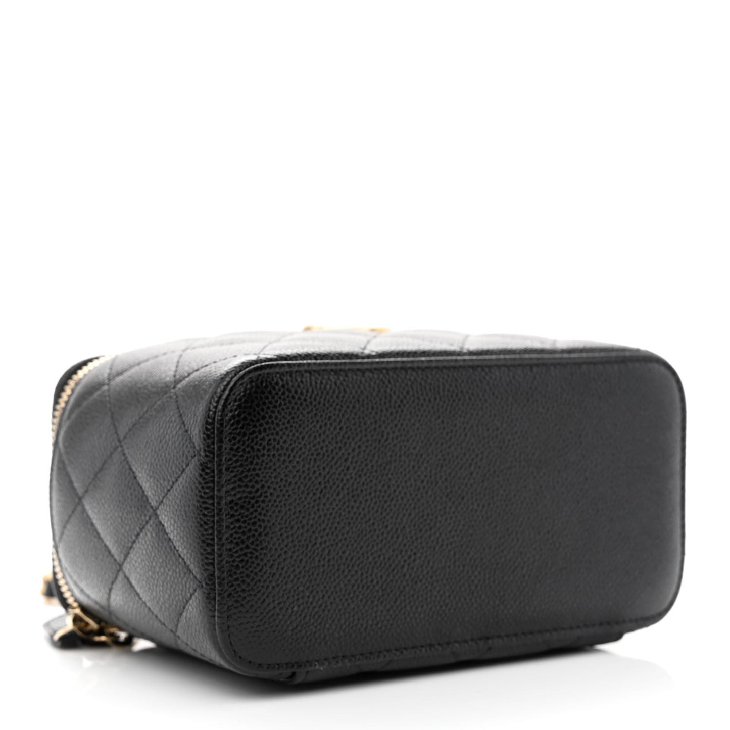 Shiny Caviar Quilted Pick Me Up Vanity Case Black