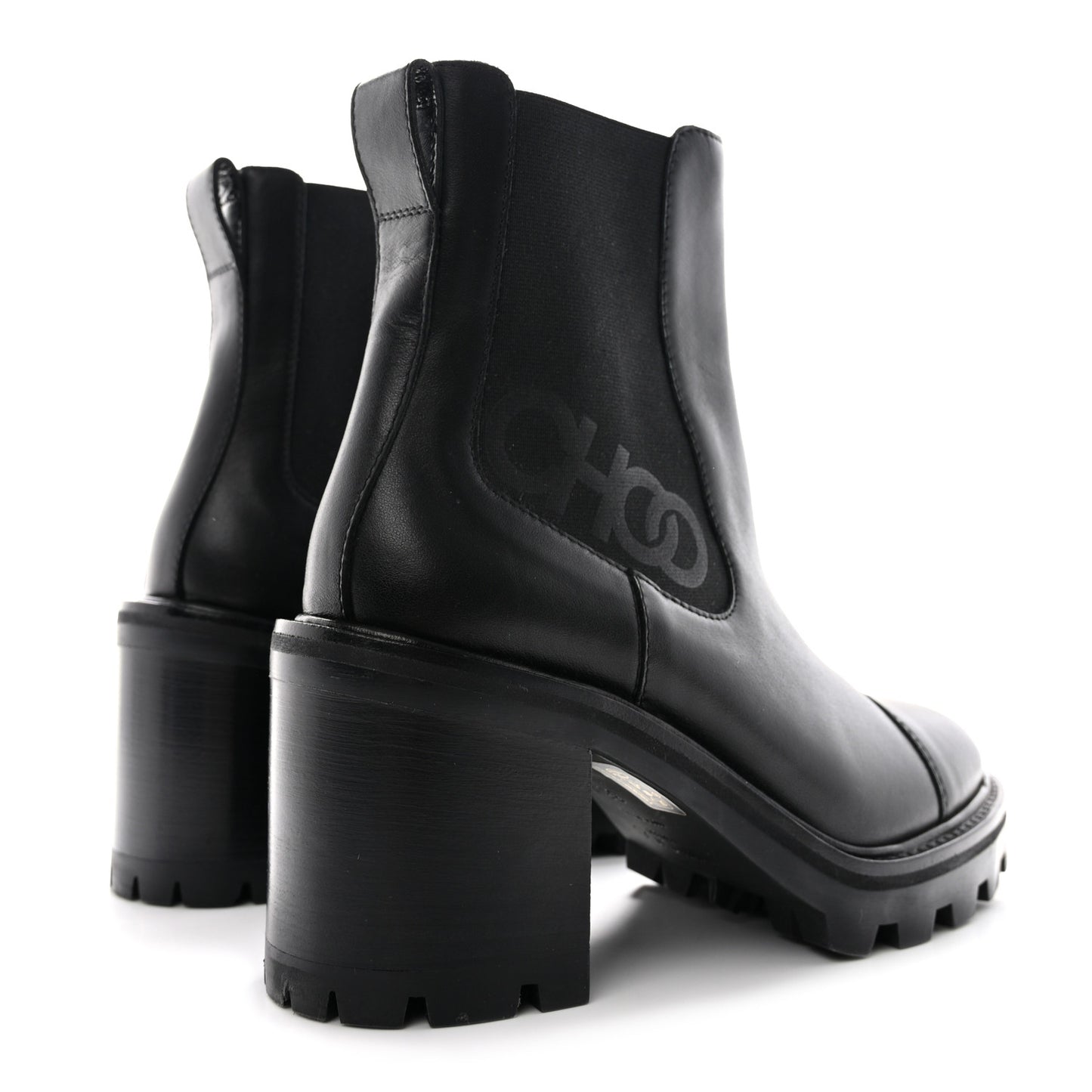 Calfskin Lug Sole Boots 36 Black