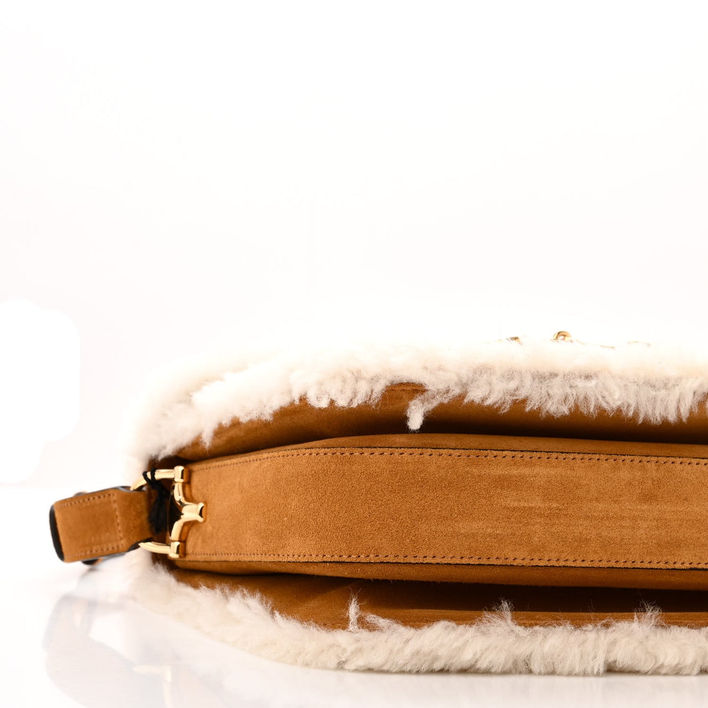 Suede Shearling Horsebit 1955 Shoulder Bag Brown
