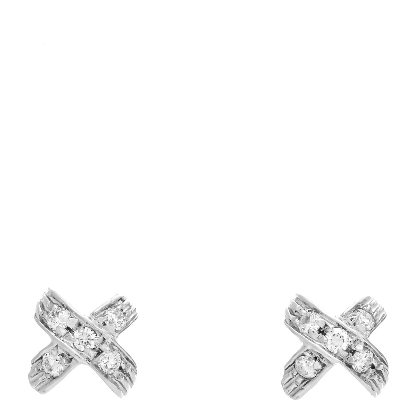 18K White Gold Diamond X Stud Earrings