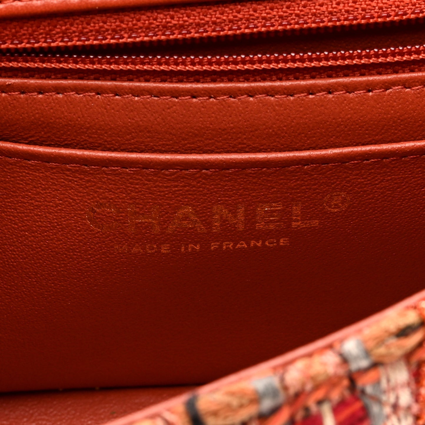 Tweed Quilted Mini Rectangular Flap Orange Multicolor