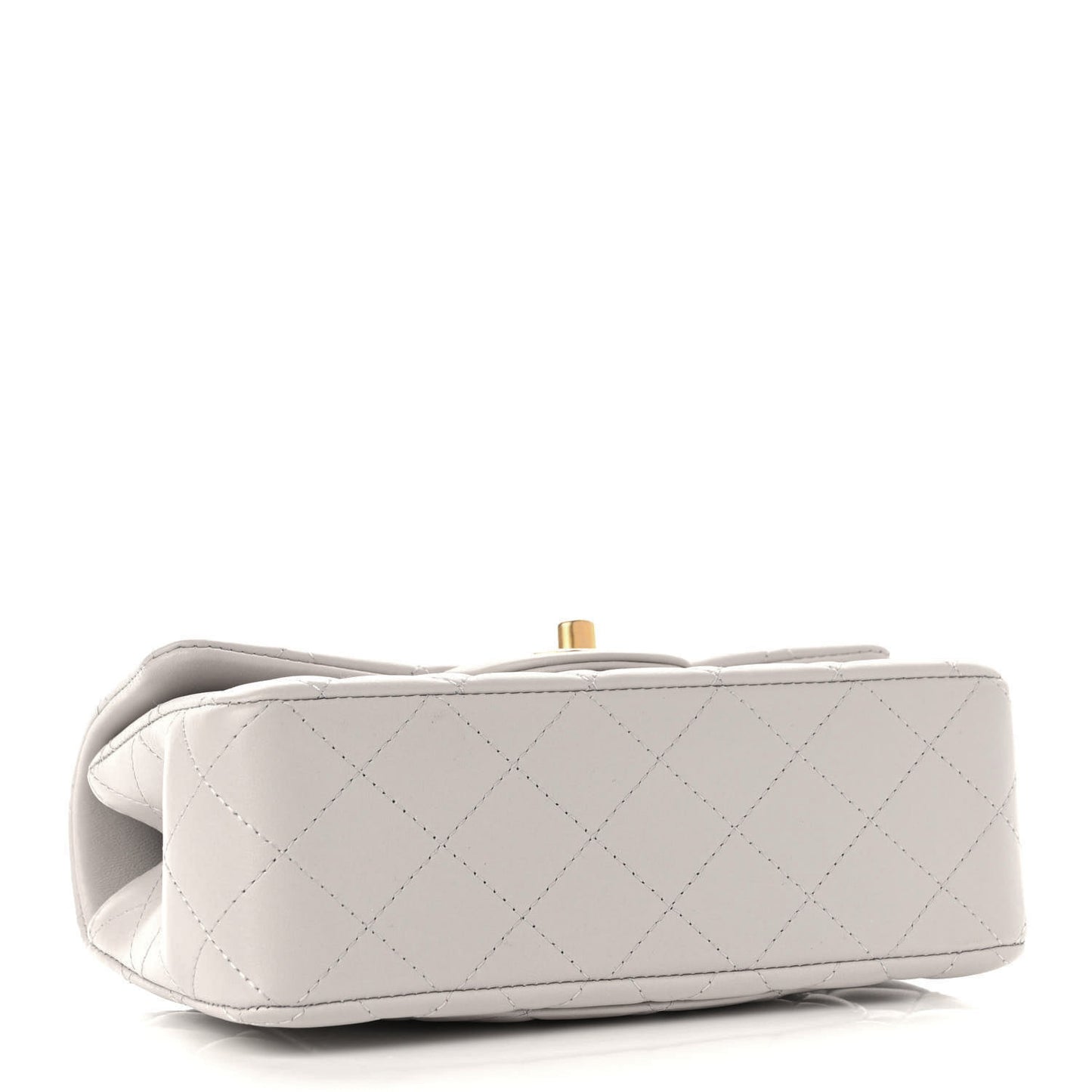 Lambskin Quilted Mini Top Handle Rectangular Flap Grey