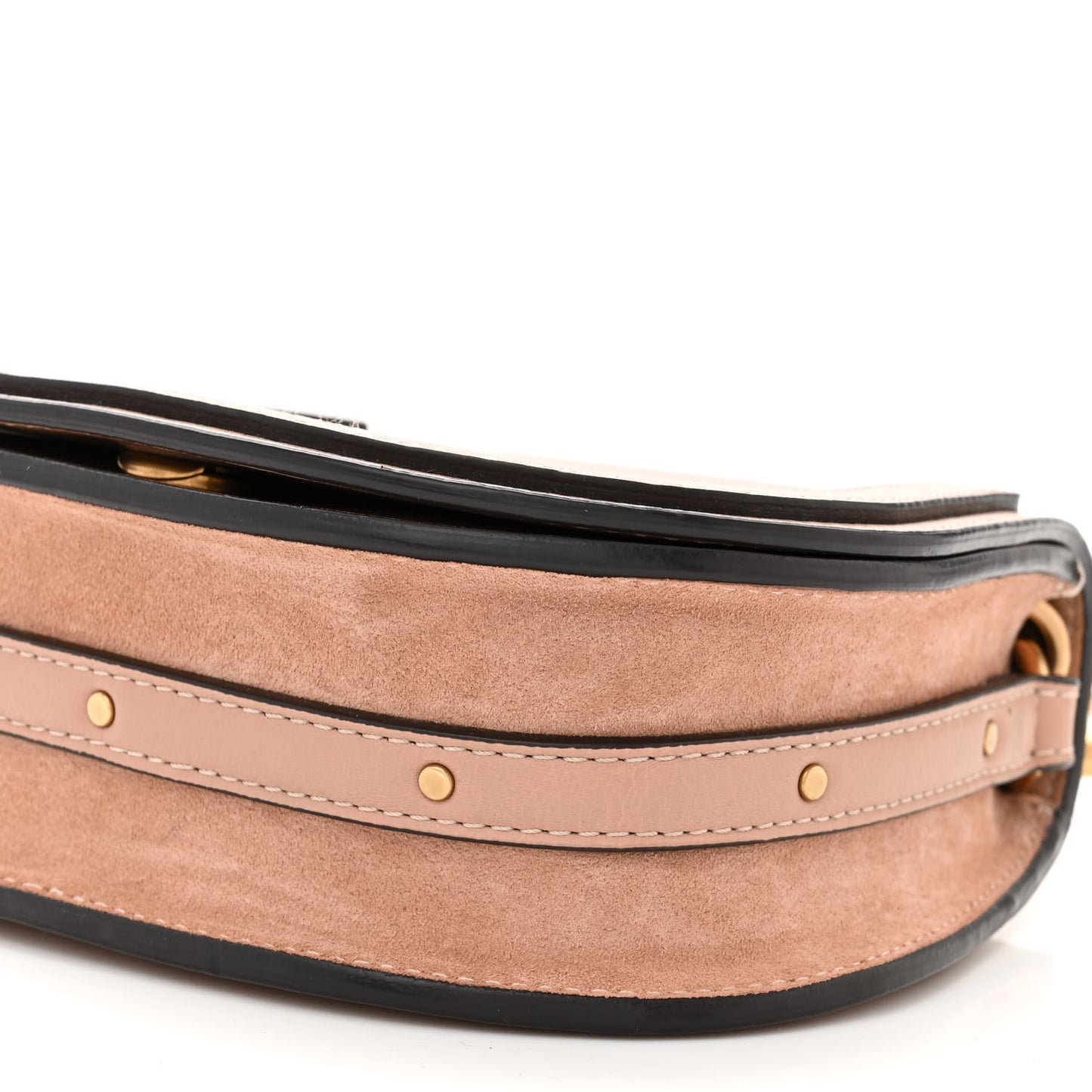 Calfskin Suede Small Nile Bracelet Bag Biscotti Beige