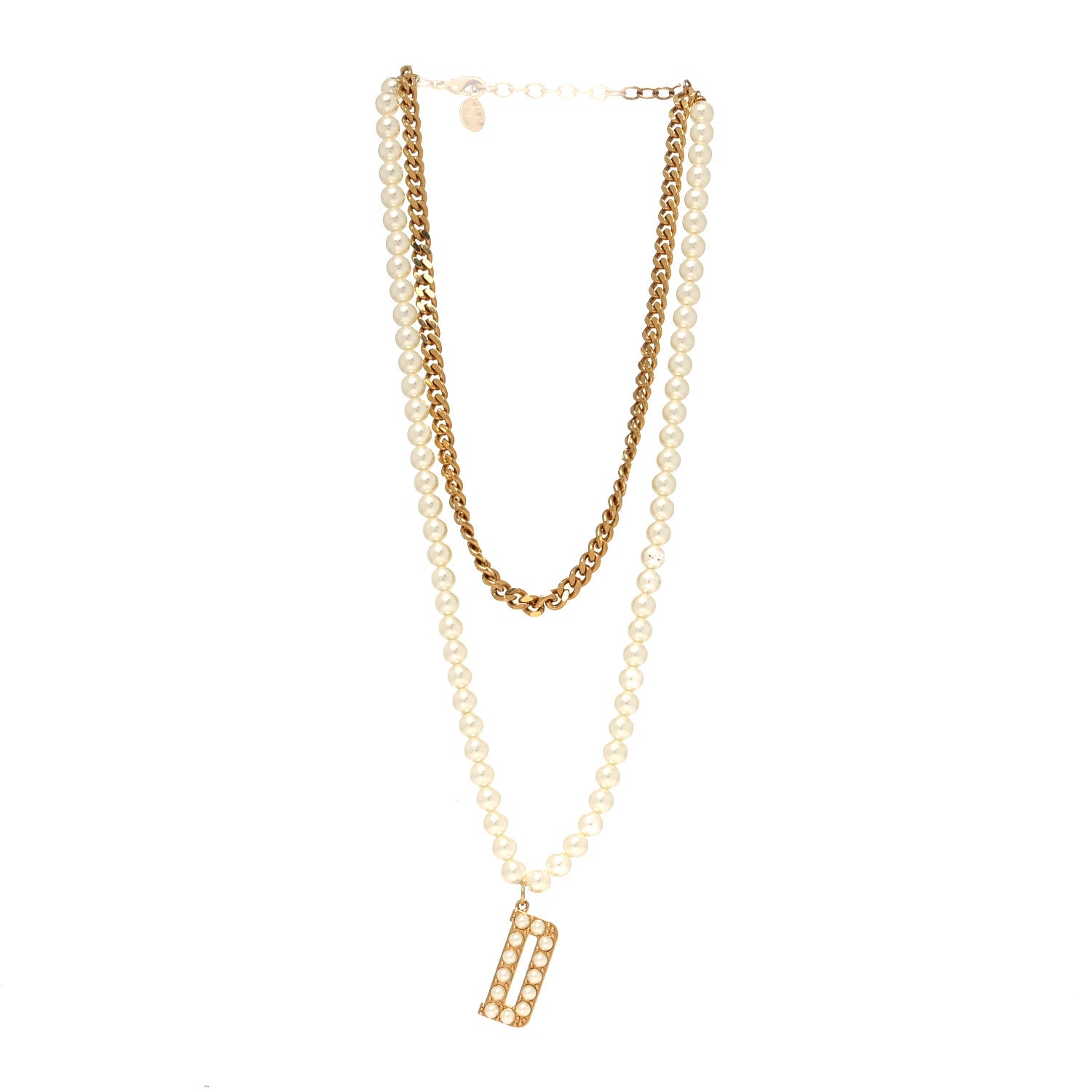 Christian Dior Pearl D Layered Necklace Gold 3 of 5