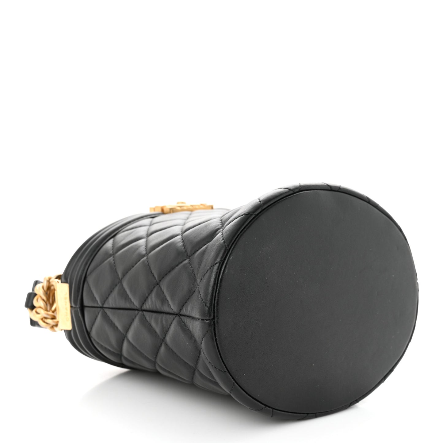 Calfskin Quilted Boy Bucket Bag Black