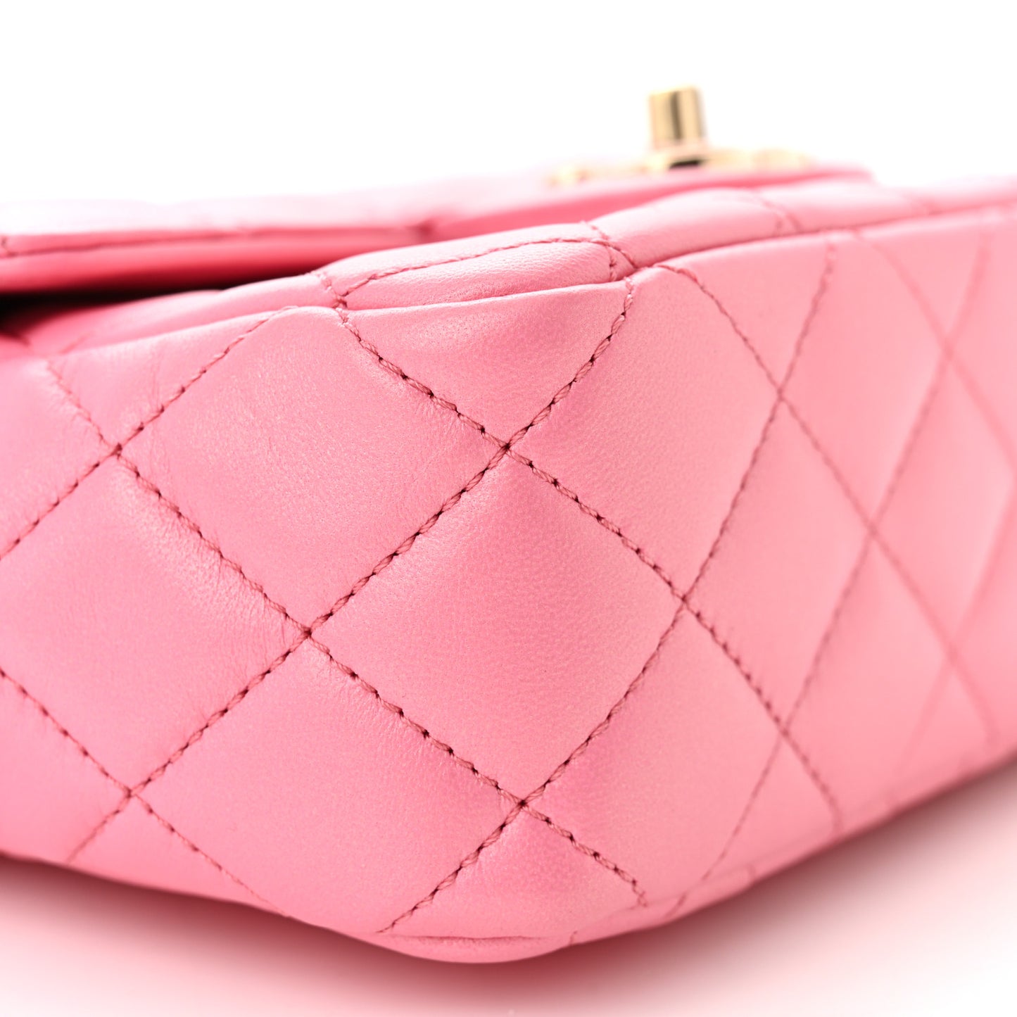 Lambskin Resin Quilted Mini Heart Square Flap Pink