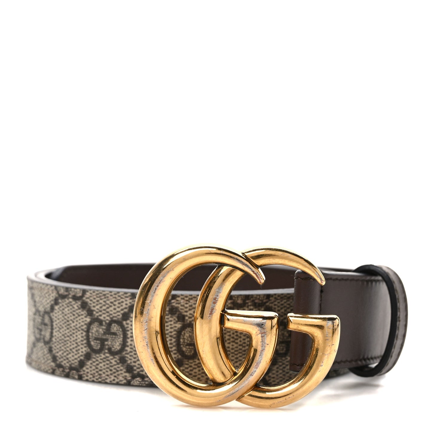 GG Supreme Monogram Matte Plutone Calfskin Double G 30mm Belt 85 34 Beige Ebony New Acero