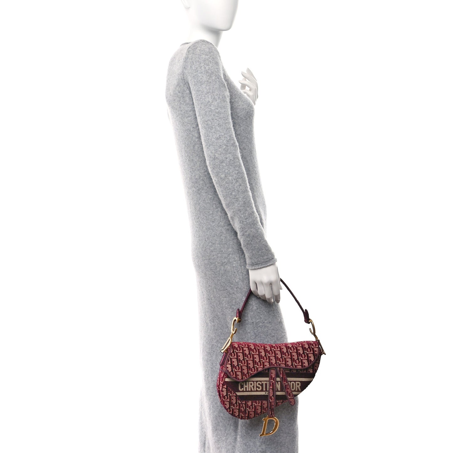 Velvet Oblique Saddle Bag Burgundy