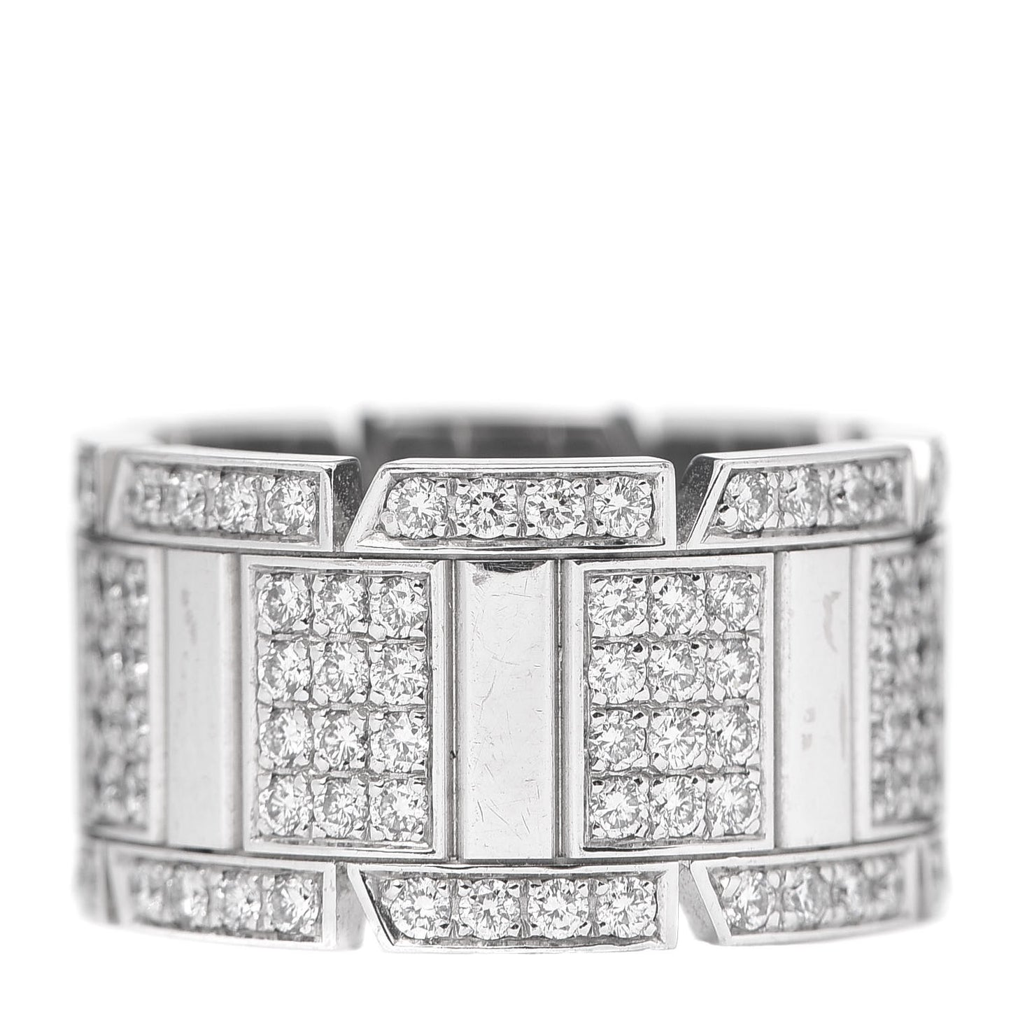 18K White Gold Diamond Tank Francaise Ring 52 6