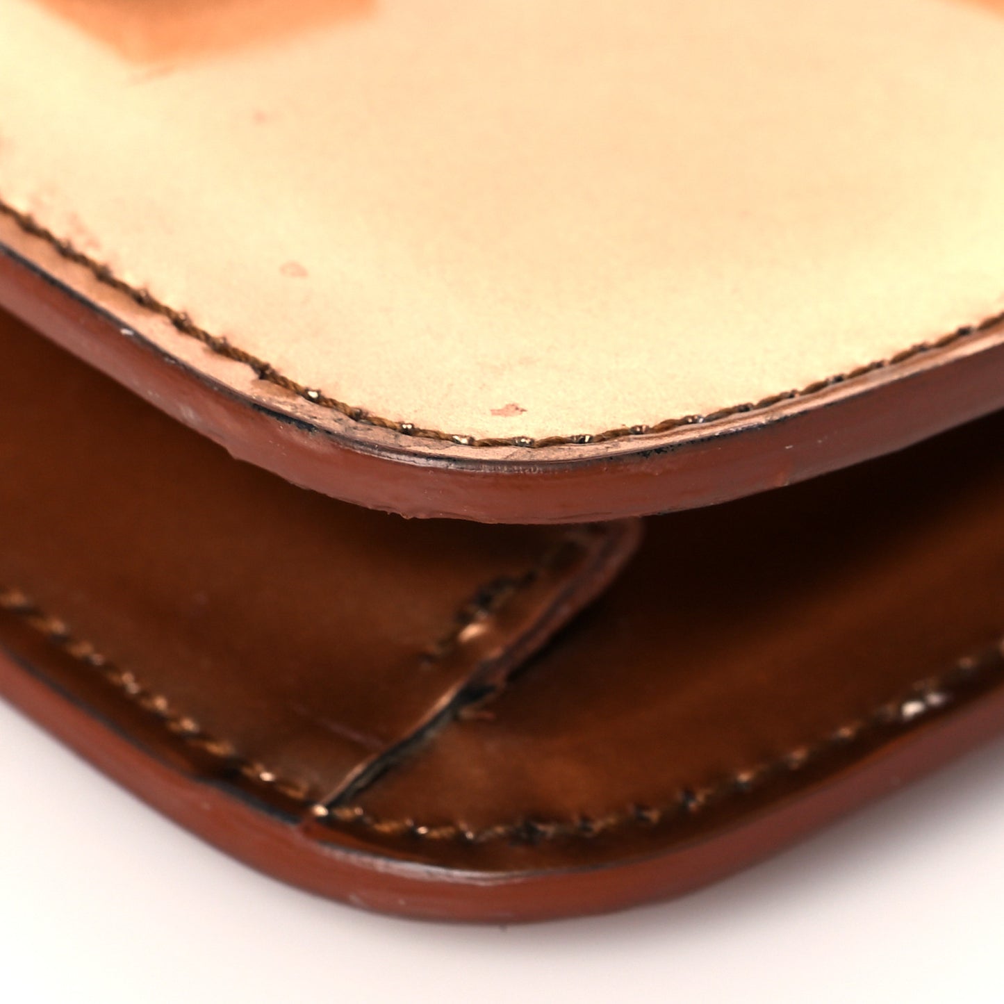 Metallic Patent PS11 Chain Wallet Brown